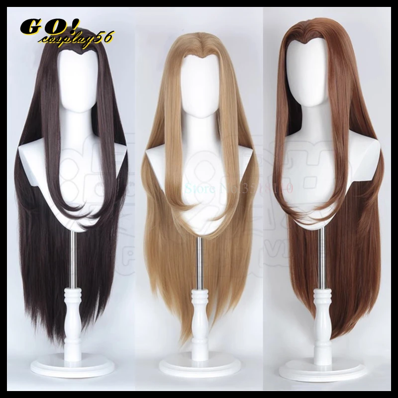 

100cm Brown Long Straight Cosplay Wig Widow's Peak Golden Yellow Blonde Ancient Styled Middle Part Wednesday Heat Resistant Hair