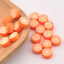 20pcs/lot Perforated Orange Round polymer clay  DIY Fashion Accessories polymer clay beads for Jewelry Making