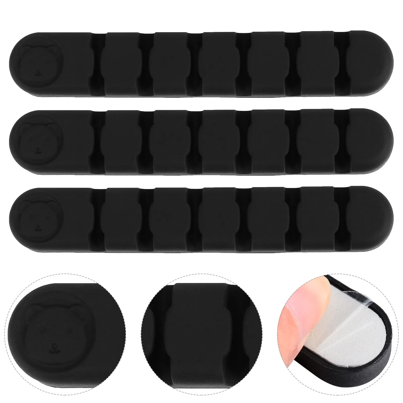3Pcs Desktop Cable Organizer Silicone Wire Wrappers Self Adhesive Data Line Management Clips for Headphone Charging Cables