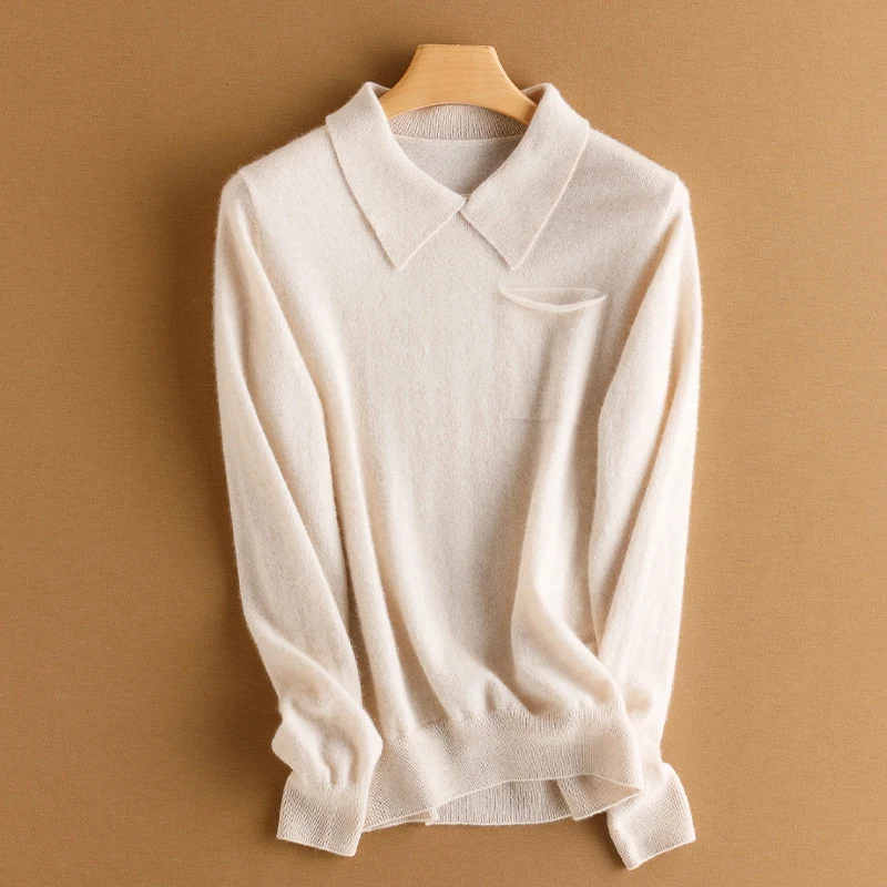 Fall 2023 Fashion Women Clothing 100% Pure Cashmere Sweaters Long Sleevel Wool  Loose New Knit