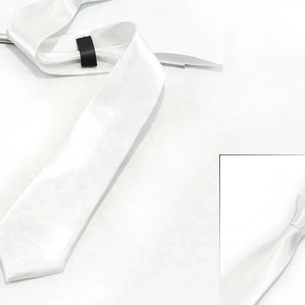 Cravatta in poliestere tinta unita bianca da 5 cm Cravatta da festa per gentiluomo Cosplay Abiti da palcoscenico Decorazione Cravatte in tinta unita Cravatte Cosplay