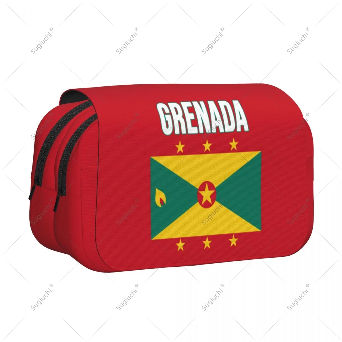 Pencil Case Scissors Bags 3D Grenada Flag Double-layer Oxford Cloth Stationery Storage Pen Box Case