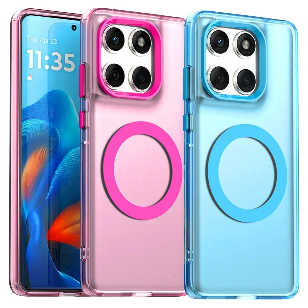 Прозрачный магнитный чехол Magsafe ярких цветов для Motorola Edge 60 Fusion 60s 50 Neo Moto S50 G35, военная задняя крышка