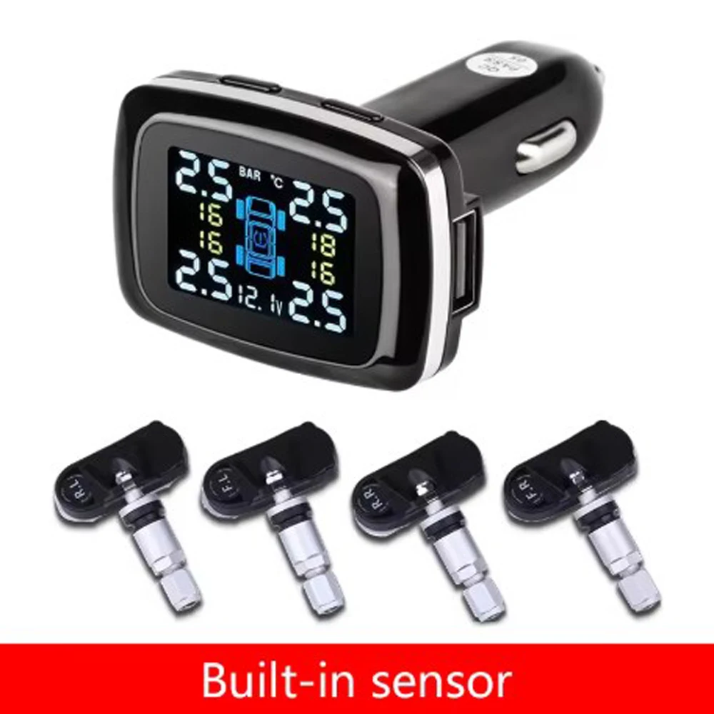 NEW Car TPMS Tire Pressure Monitoring System Sensors Cigarette Lighter with USB Port Tpms Car Security Alarm System