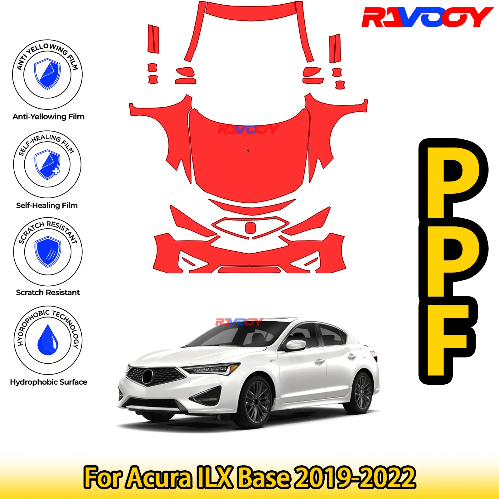 

For Acura ILX Base 2019-2022 Glossy Matte Black Precut front PPF Kit Paint Protection Film