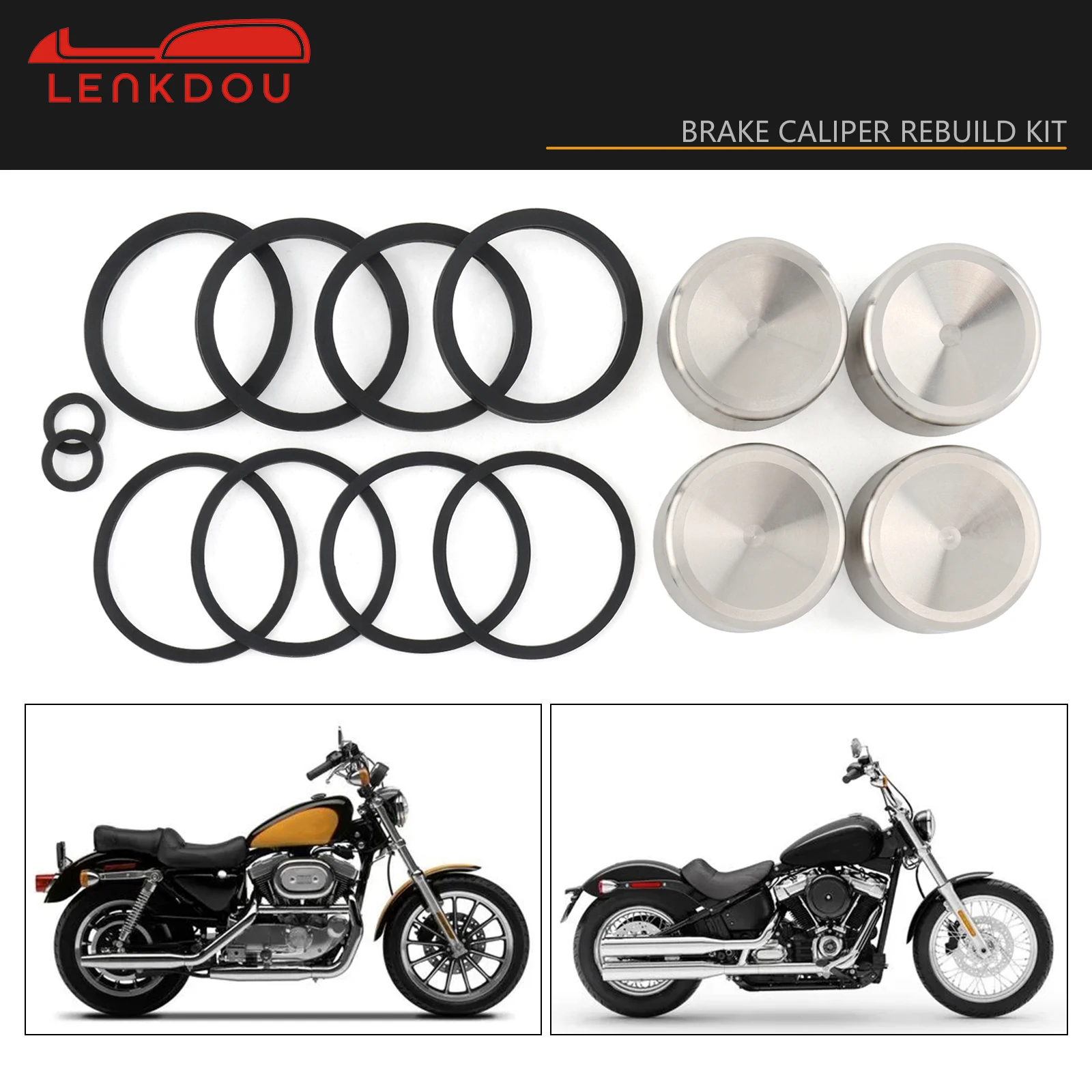 for Harley Brake Caliper Rebuild Kit Front Rear for Sportster XL Dyna Softail 2004-17 Touring Road King Electra Glide 2000-17