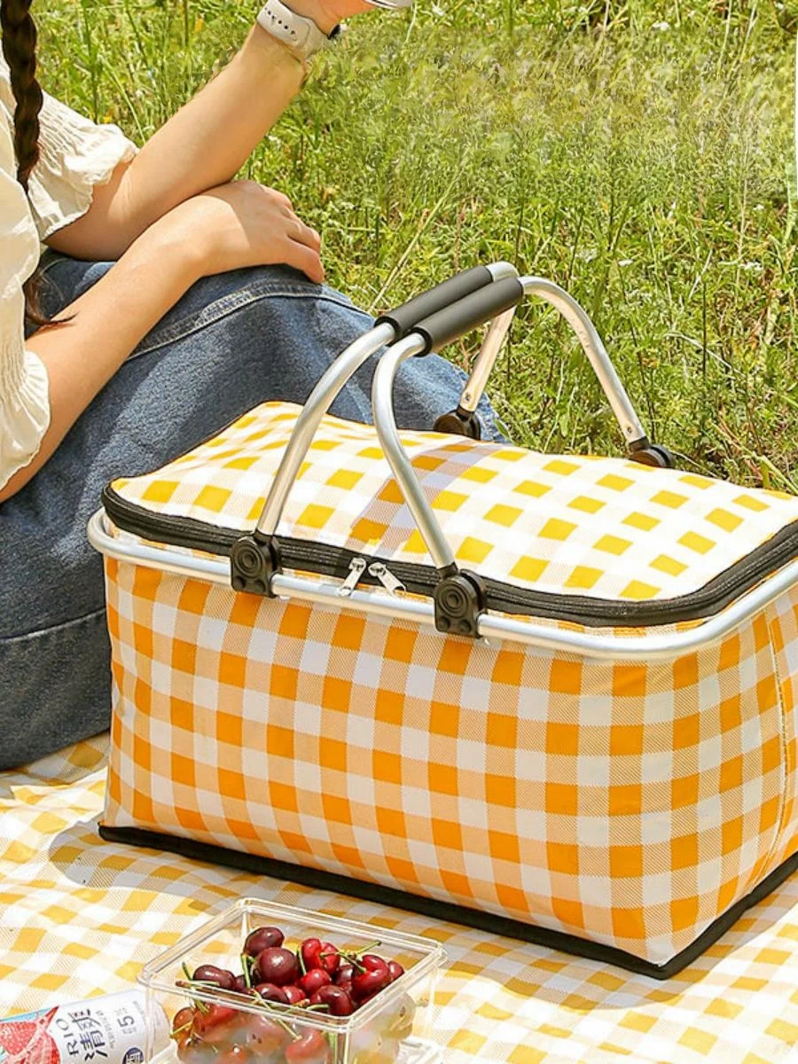 large-capacity-outdoor-camping-thermal-bag-handheld-aluminum-foil-thickened-cloth-art-picnic-basket-car-carrier-picnic-bag