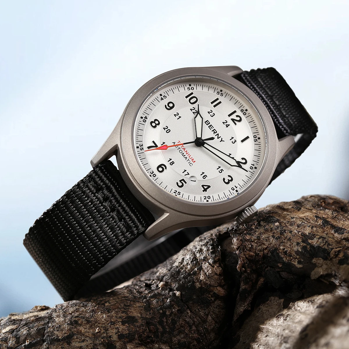 BERNY Titanium Automatic Men\'s Watches Date Sapphire Super Luminous Field Mechanical Watch Outdoor Sports Easy Read 10ATM