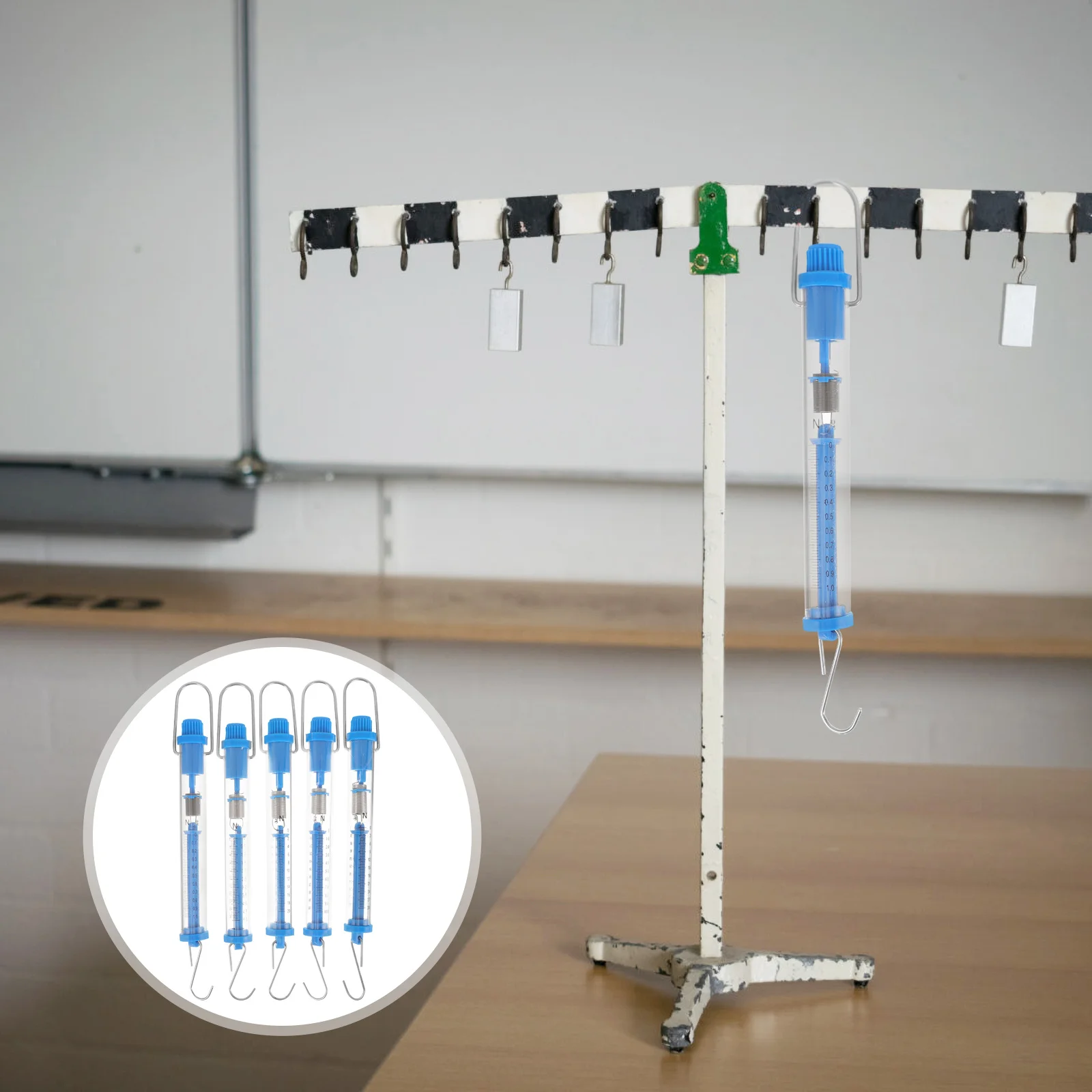 

5Pcs Professional Hanging Tube Spring Scales Clear Housing Long Lasting Sturdy Hook Science Classroom Equipment