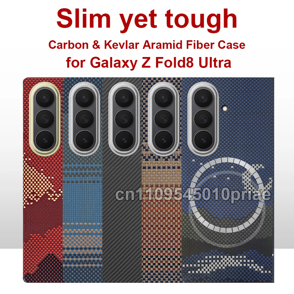 600D Real-thin Carbon Fiber Phone Case for samsung galaxy z fold 8 ultra case Aramid Fiber fabric thinhard Magnetic balck Slim