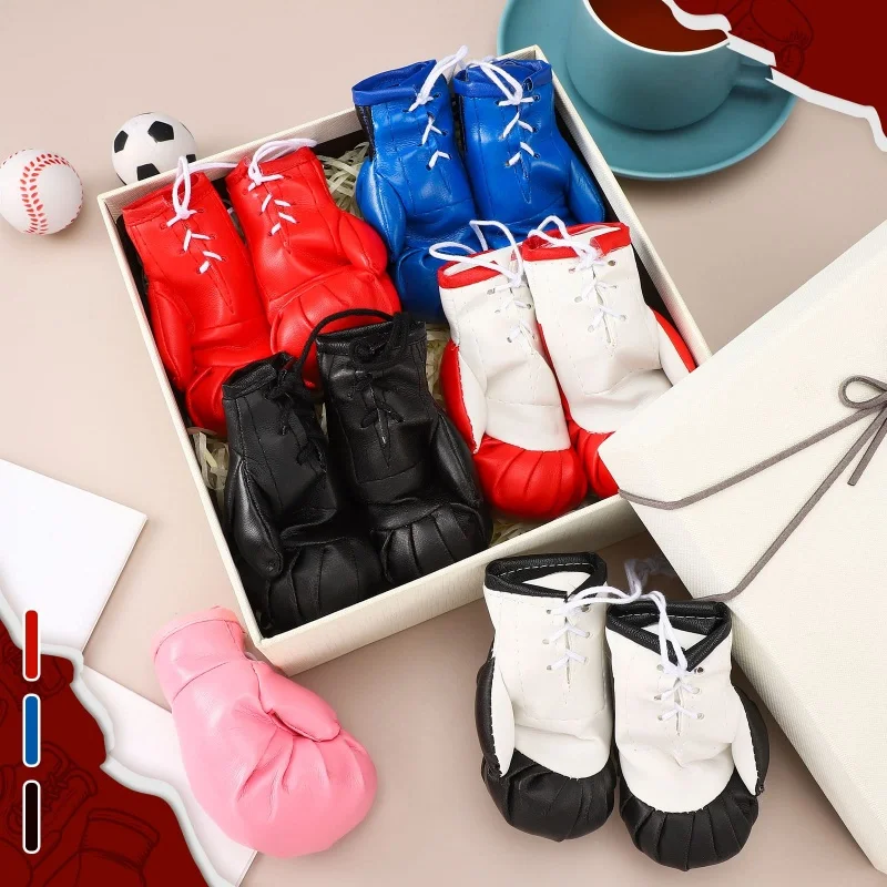 Mini Leather Boxing Gloves 10CM Miniature Punching Gloves Boxing Accessories Gifts Holiday Ornament Hanging Decoration for Car - Image 5