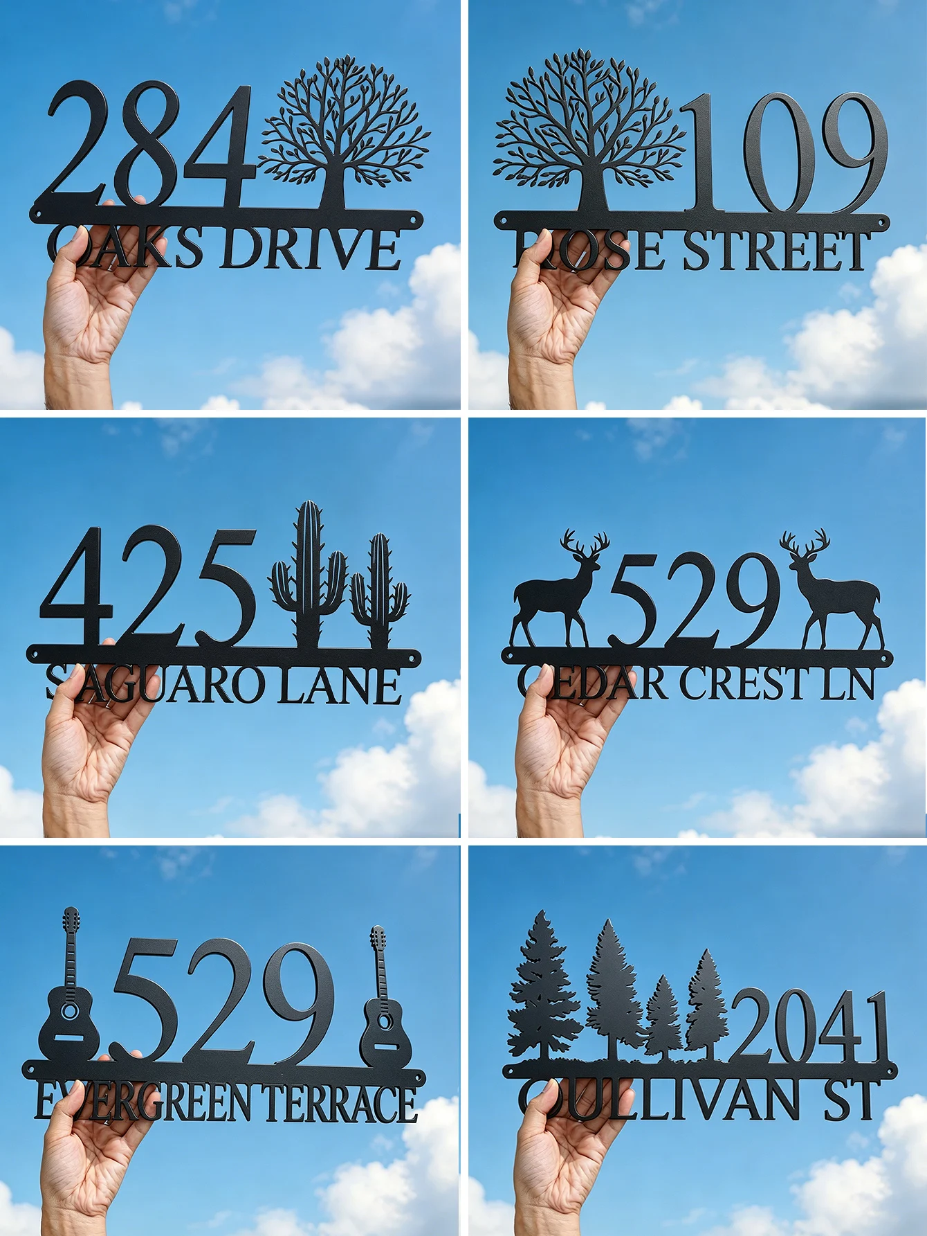 Custom laser-cut stainless steel house number plate - modern 3D embossed design, matte black-grey, outdoor street address sign, for home decoration, custom door sign, Christmas decorative door sign, Christmas gift, house decoration, home decor, custom laser-cut metal address sign, handmade sign, elegant black house number, personalized street sign, custom door plaque