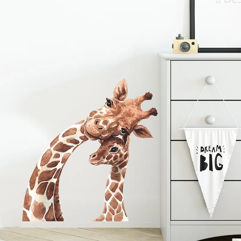 Eco-friendly Giraffe Kids Wall Stickers Cartoon Vinyl Room Decoration Decals for Living room Bedroom Child Nursery Wall Decor