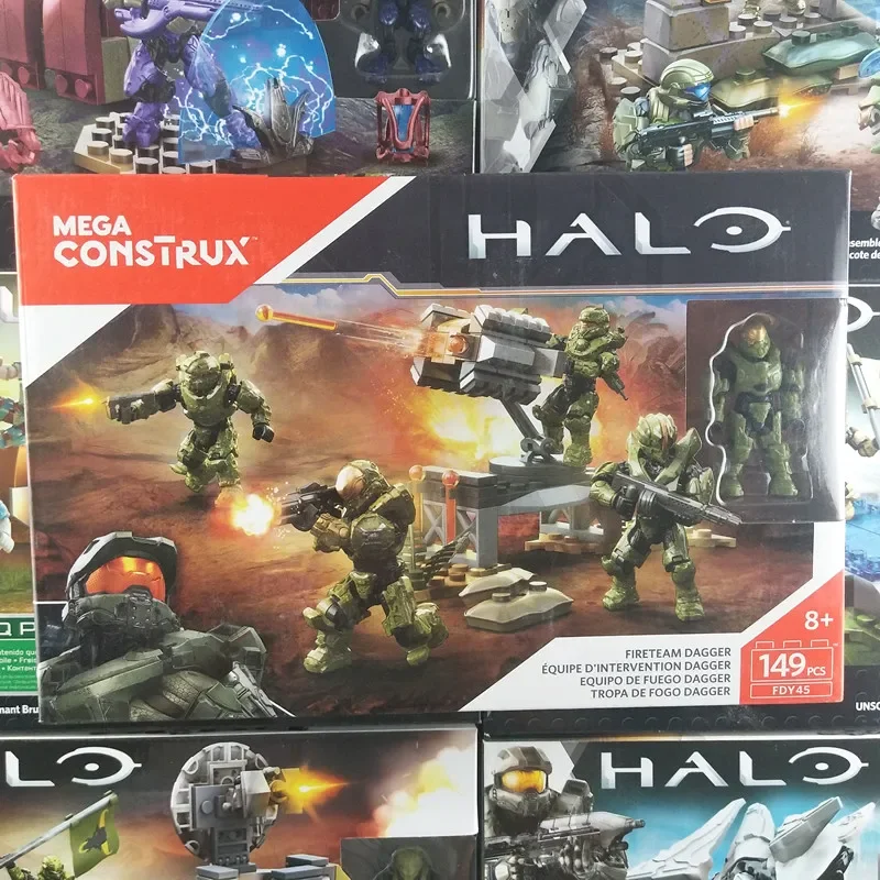 Genuine Mega Blocs Meijiabao Puzzle Model Toy Spartan Rhino Fire Squad Soldier Pack Bricks Anime Figure for Kids Gift
