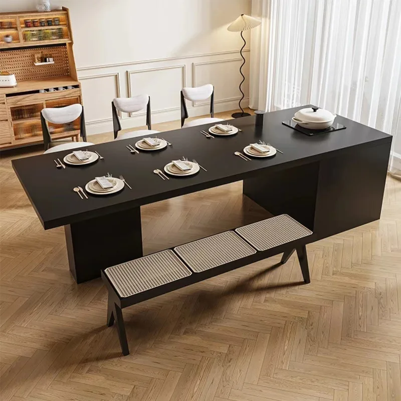 

Qiping Island Tea Table Dining Table Integrated Design Log Cream Wind High-end Separate Movement In The Fall