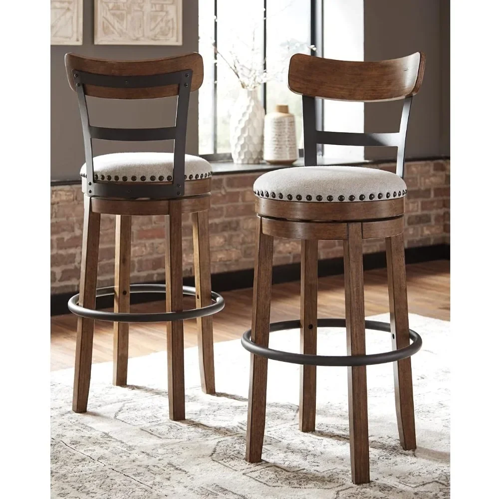 Valebeck 30" Farmhouse Pub Height Barstool, Brown