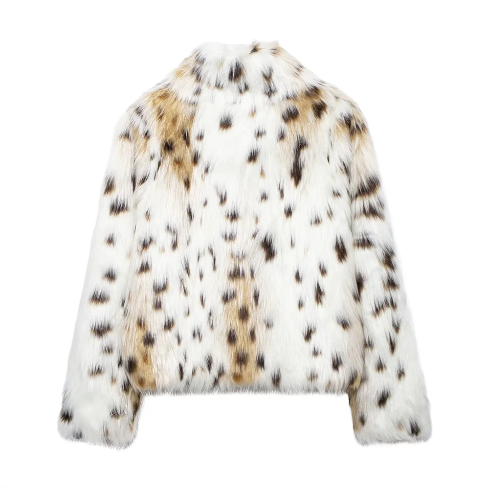 2024 RARF autumn new European and American style fashionable stand up collar faux fur effect loose and versatile jacket