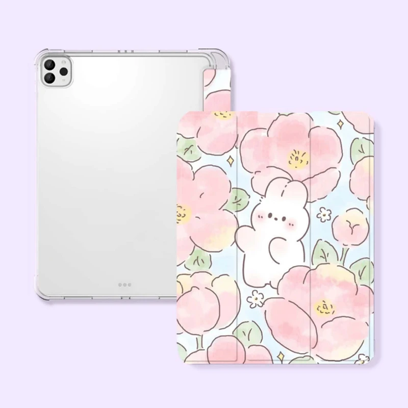 

1pc Rabbit & Floral for IPad 10th Gen 12.9 4th 5th 6th Air 4th 5th 10.9 Pro 11 2nd 3rd 4th IPad 10.2 with Pencil Holder Case