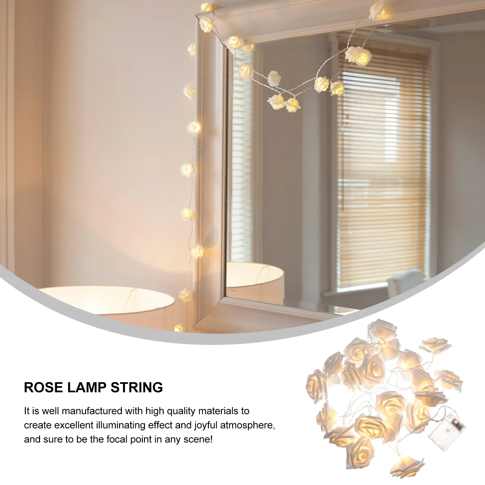 

1Set Reusable Rose Shape String Light Decorative LED Lamp for Multiple Occasions Easy Install String Lamp Party Light
