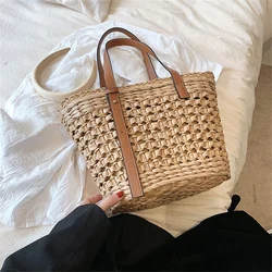 Straw Woven Tote Bags for Women Vintage Large Capacity Handbags Rattan New Fashion Summer Beach Basket Shoulder Shopping Bags