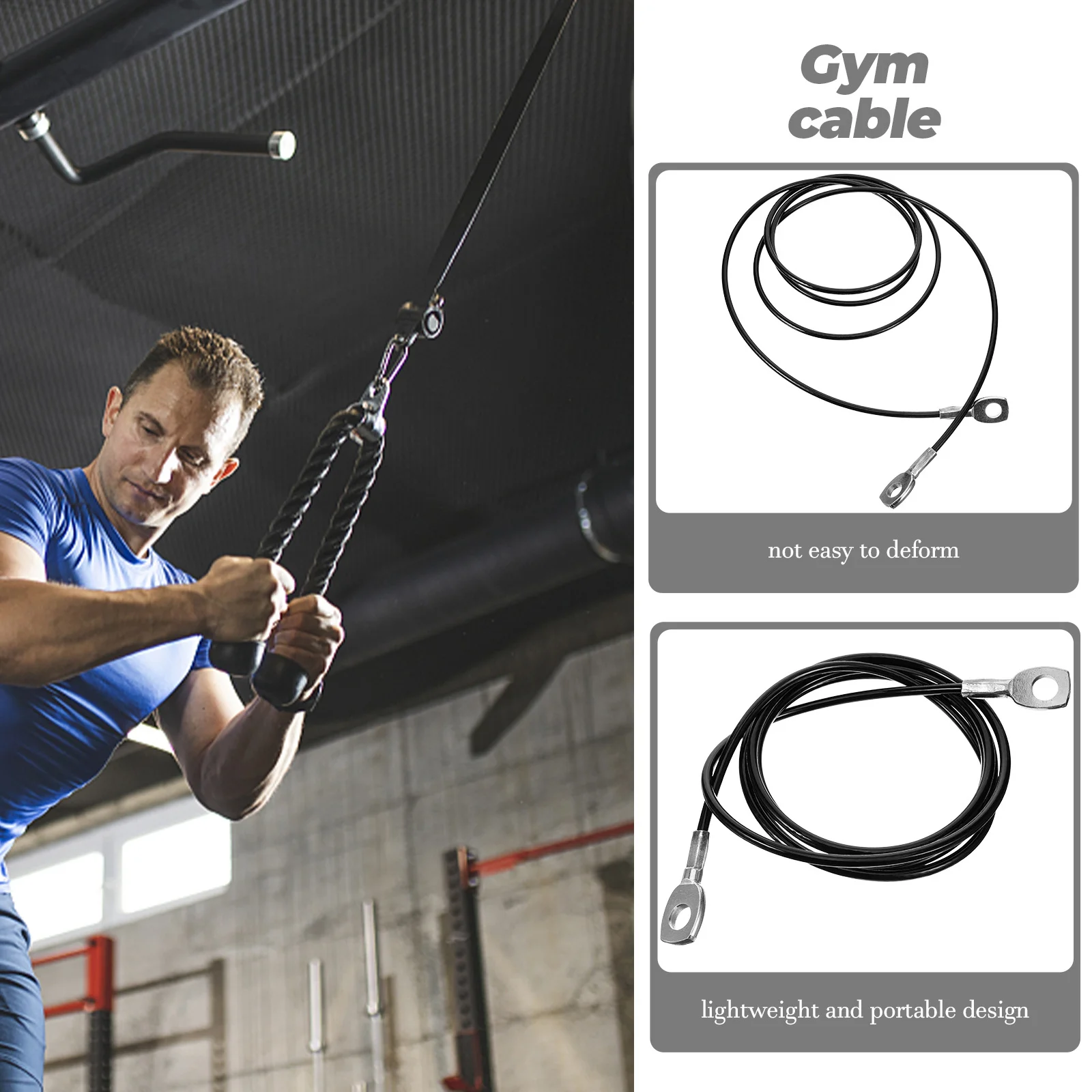 

Durable Multi-Function Pulley Cable Professional Workout Cable for Resistance Training Home Gym and Outdoor Exercises