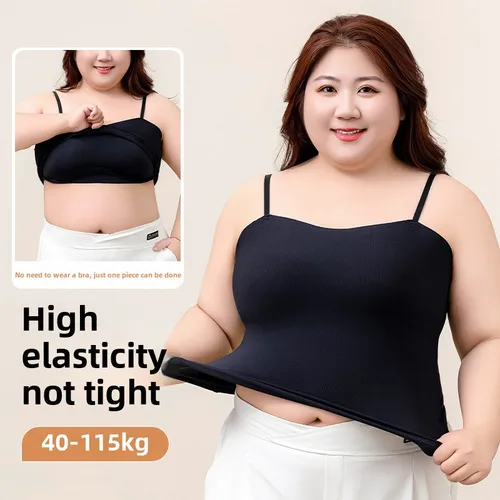 Camisola de talla grande para mujer, Top con almohadilla para el pecho, parte de atrás bonita, copa completa, ropa interior antiflacidez de talla grande, 40-117kg