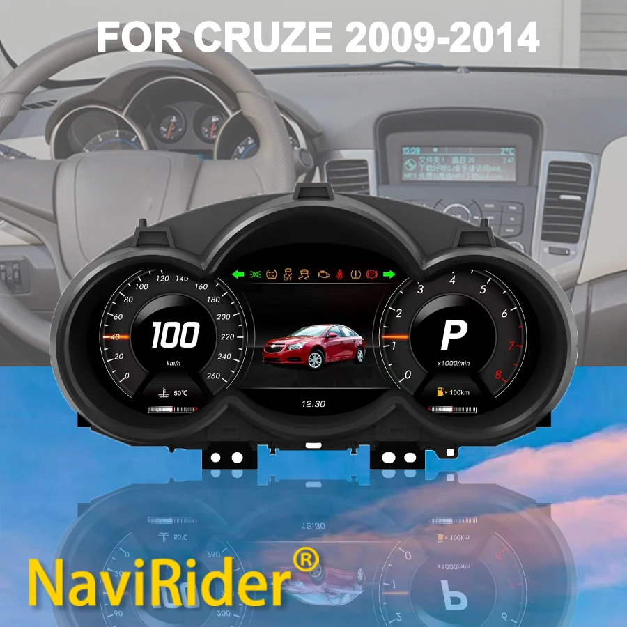 GPS Speedometer For Chevrolet Cruze 2009-2014 LCD Instrument Panel Digital Dashboard Virtual Cockpit Cluster Clock Tachometer
