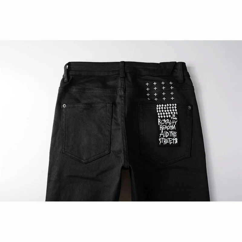 بنطال جينز ممزق بأزرار سوداء ضيقة للرجال من American High Street