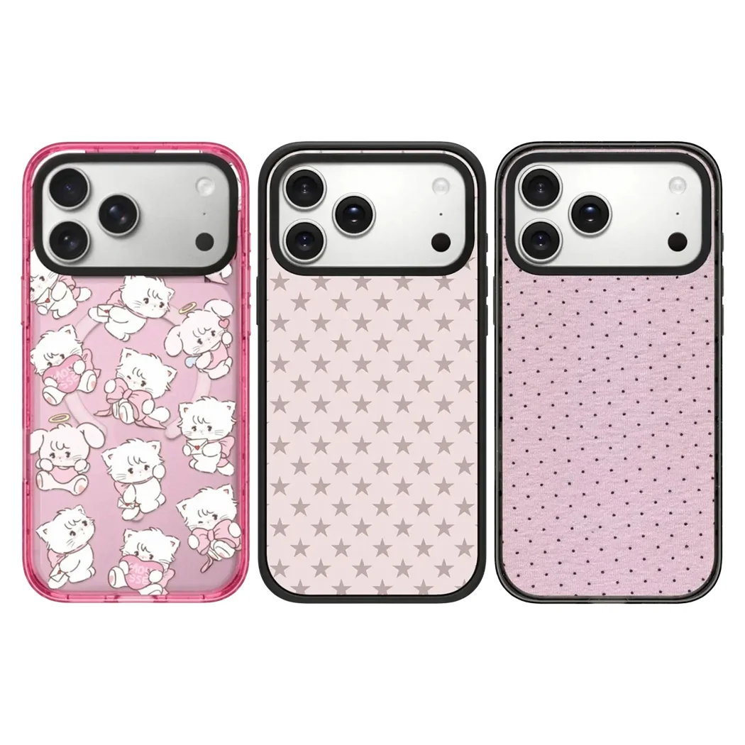 

White Cat Pink Acrylic Border Phone Cover for IPhone 12 13 14 15 16 17 Pro Max Case for IPhone 17Air