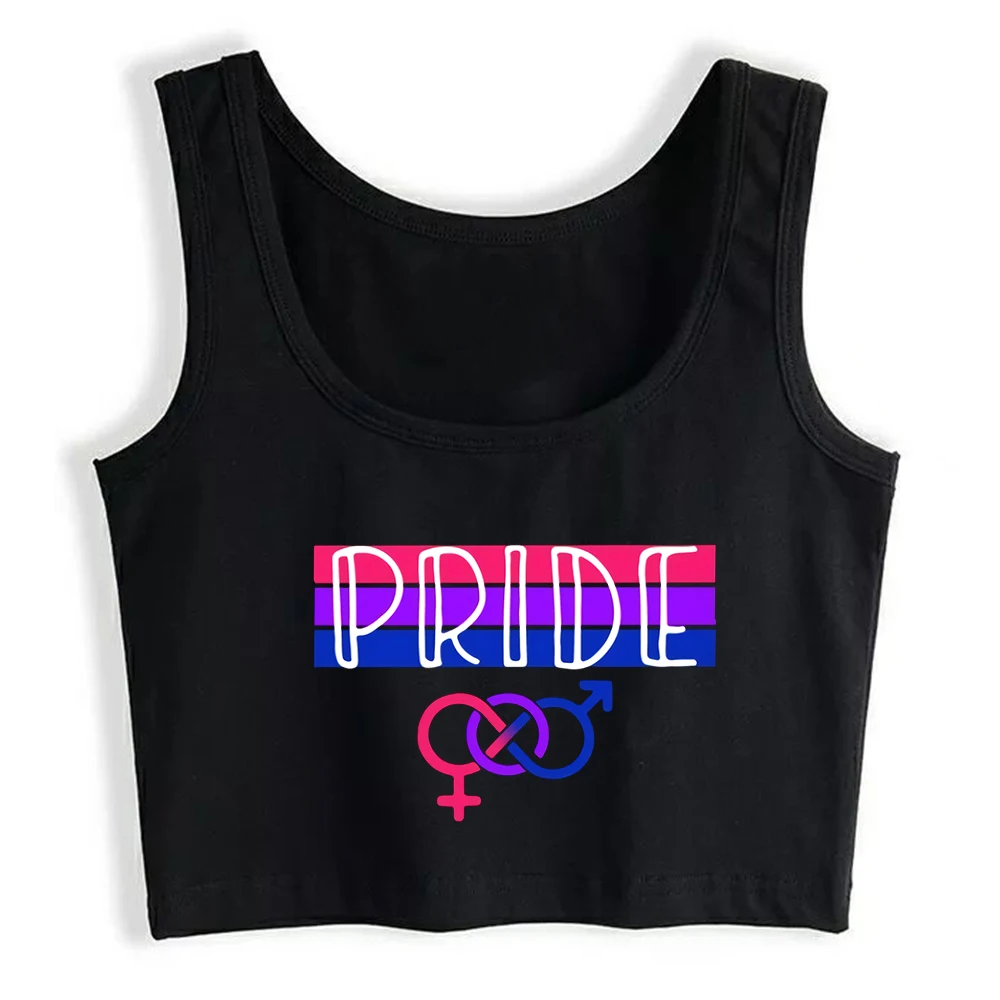 Bisexual Rainbow Pride Design Sexy Slim Fit Crop Top LGBTQ Pride Month Cotton Tank Top Street Sports Camisole