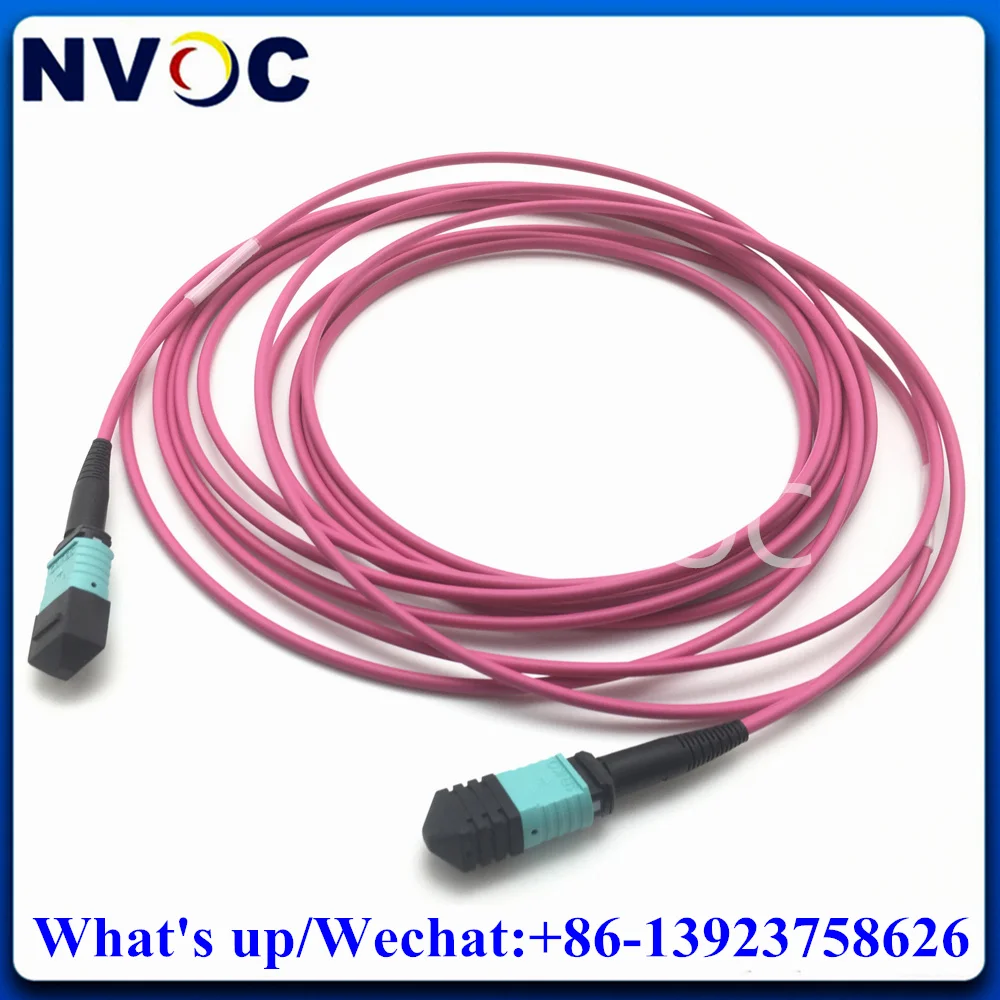 Imagem -06 - Núcleo mm Om4 50 1253.0 mm Lszh Rosa Roxo Mini Cabo Redondo Mpo Upc m ao Conector Masculino do Cabo de Remendo da Fibra Ótica de Mpo 10m 15m 12