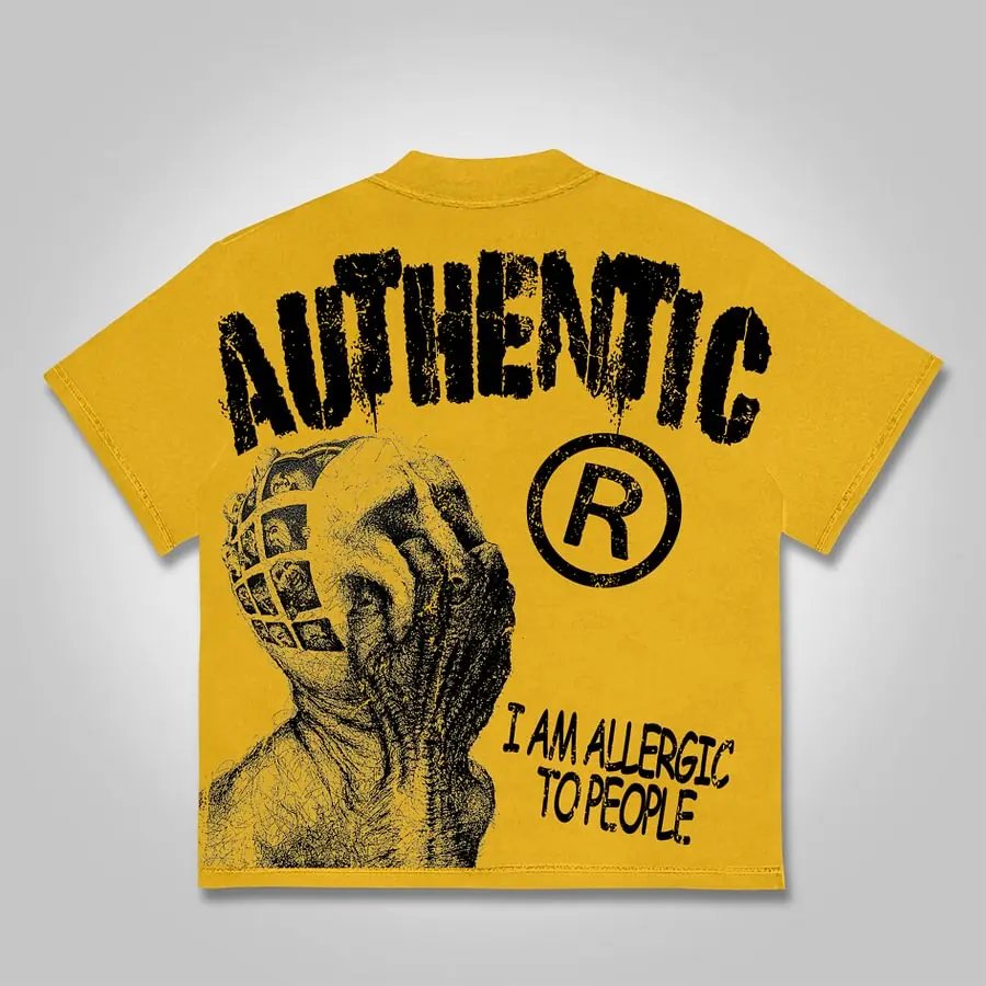 Vintage I Am Allergic To People Graphics Print Cotton T-shirt Men Y2K Summer Short Sleeves Oversize Tshirt Streetwear Women Tops image 3