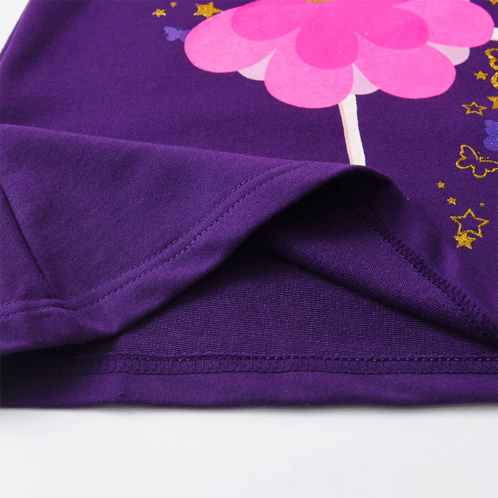 VIKITA Girls Jesień Wiosna Gruba sukienka dla dzieci Butterfly Star Fairy Cartoon Print Bawełniane bluzy z kapturem Casual Straight Hoodies Dresses — zdjęcie 5