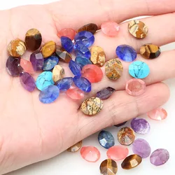 8x10mm Faceted Oval Stone Cabochon Beads Natural Crystal Gemstone Pointback Cameo Spacers for Jewelry Making DIY Ring Necklace