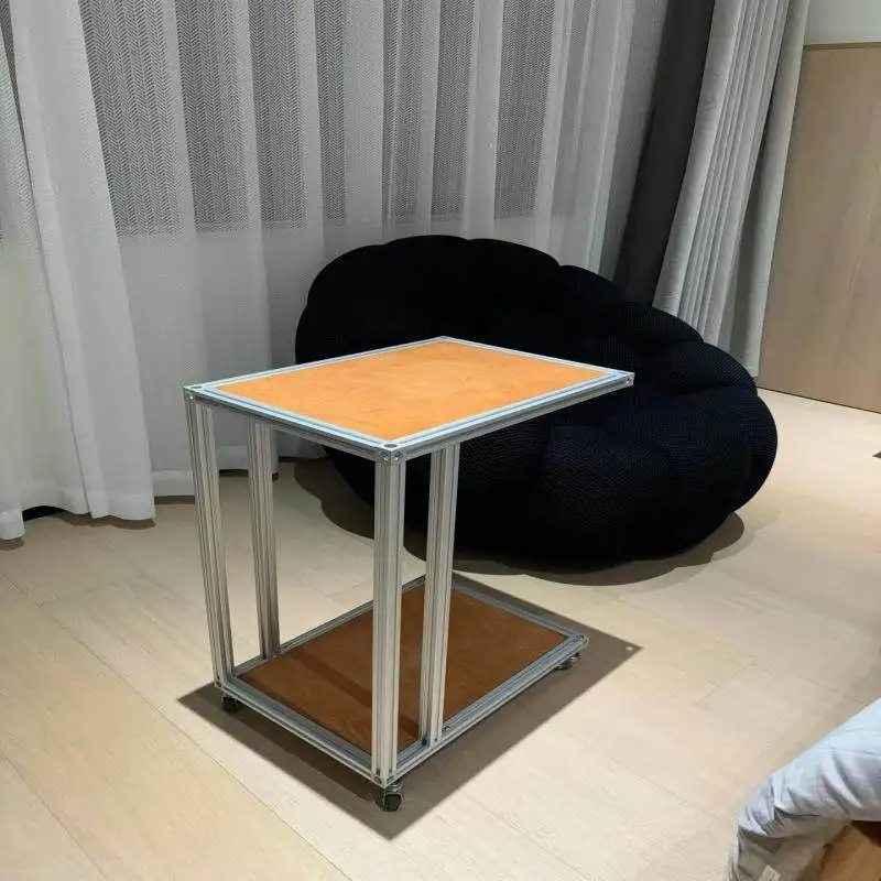 !@Small Apartment Metal Ocean Board Mobile Coffee Table with Storage for Living Room and Bedroom