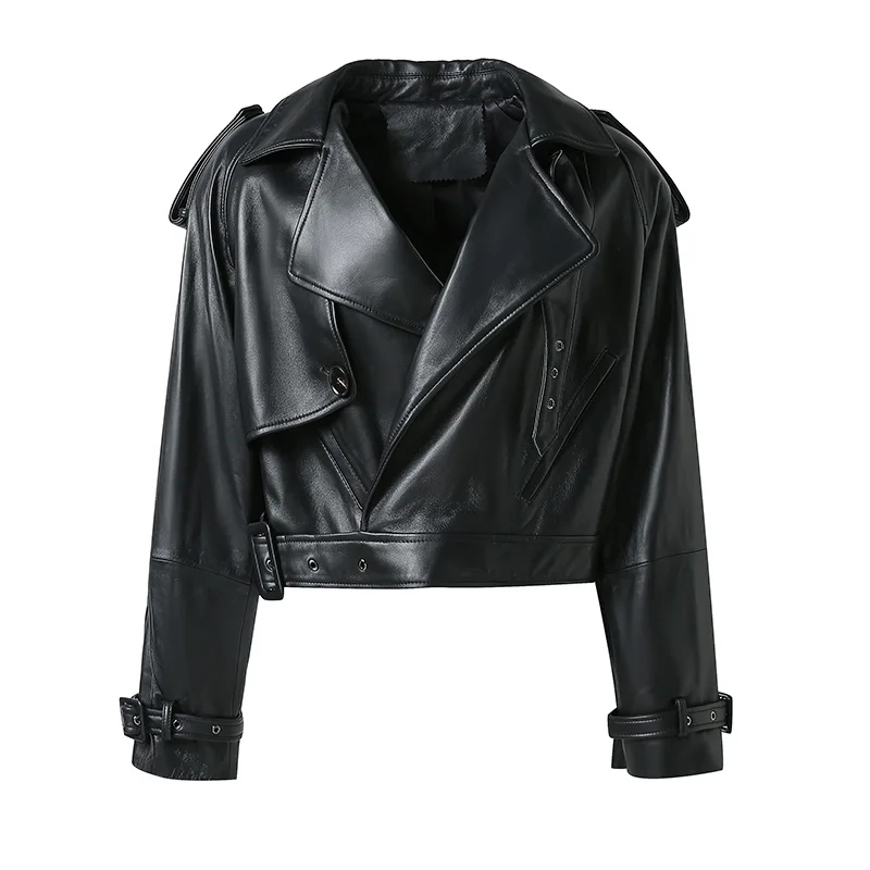 New Coming Hot Sale Leather Bomber Jacket Women Genuine Leather Jacket