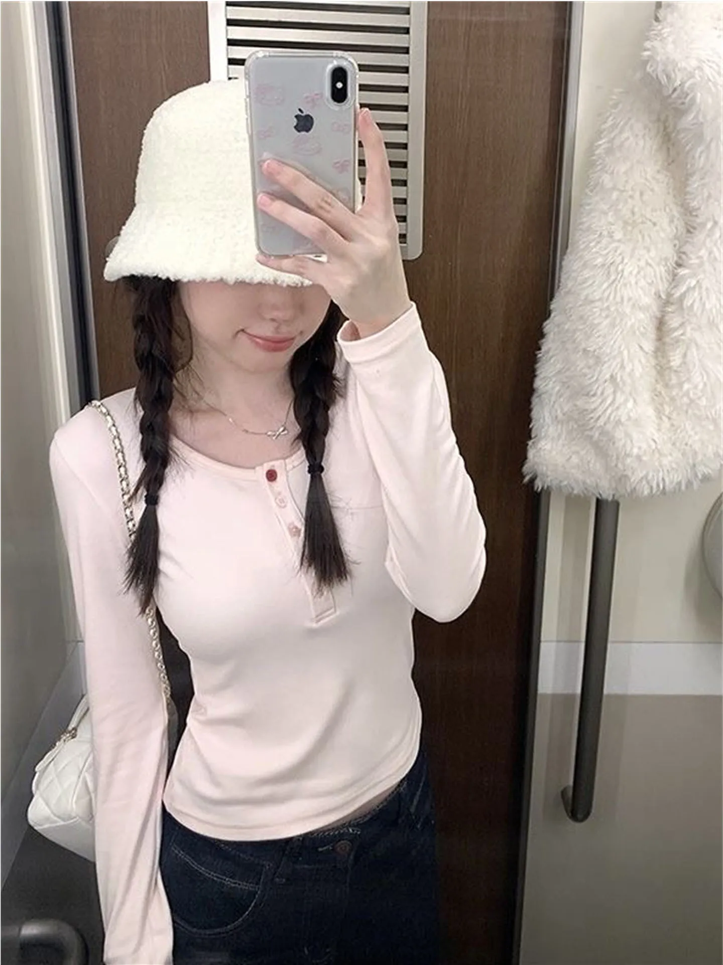 

Розовая футболка Henry с длинным рукавом, утепленная, облегающая, для ношения под одеждой, осенне-зимняя, повседневная, обтягивающая, для тела, в стиле casual