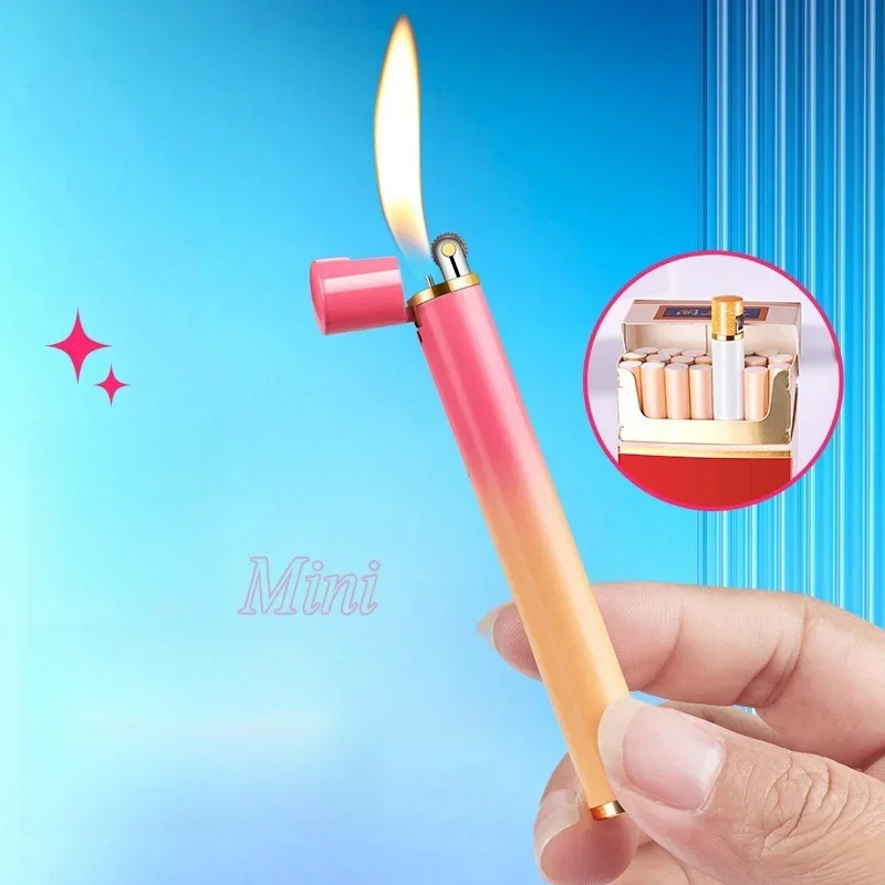 Gradient Slim Mini Open Flame Cigarette Size Inflatable Lighter Grinding Wheel Ignition Funny Gift Butane Gas Lighters Wholesale