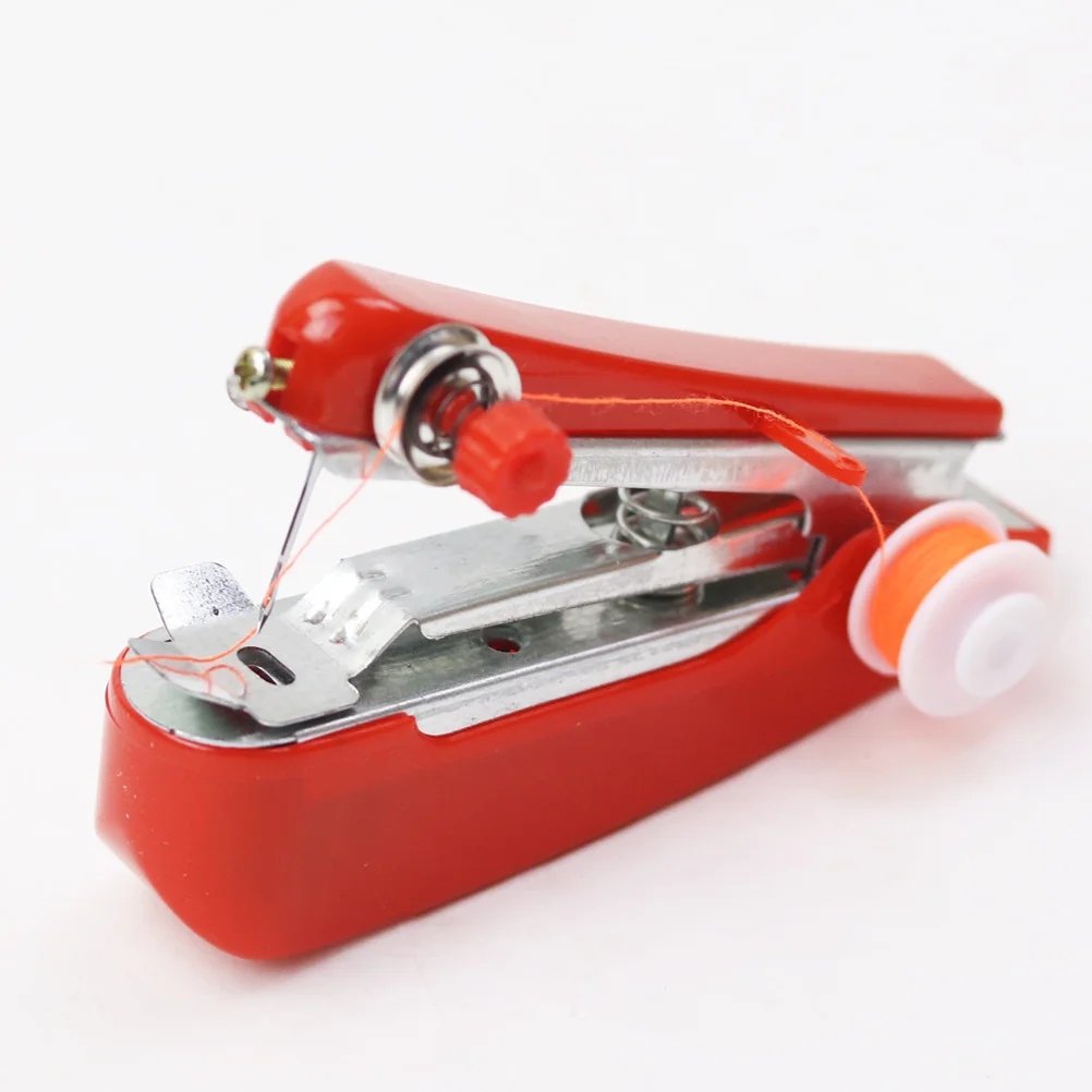 ماكينة خياطة صغيرة حمراء محمولة متعددة الوظائف يدوي محمول للسفر والمنزل للاستخدام التطريز لون خيط عشوائي #3