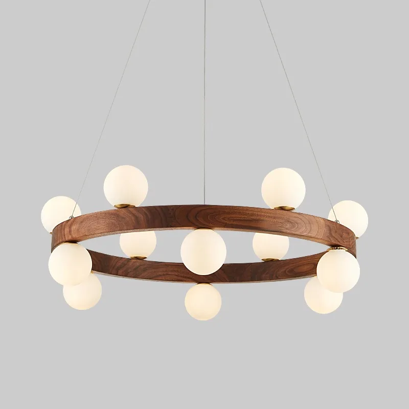 

Nordic style walnut chandelier household bedroom living room chandelier