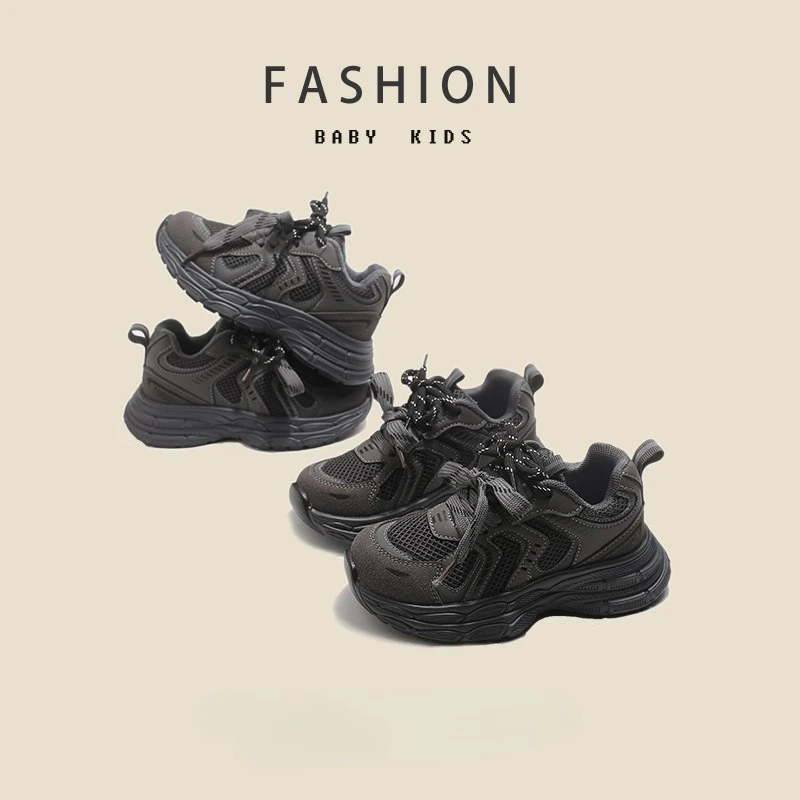 Children Running Shoes Dirt-proof Kids Sneakers Thick Soft Bottom 2026 Brand New Boys Sports Shoes Hook&loop Handsome Trendy