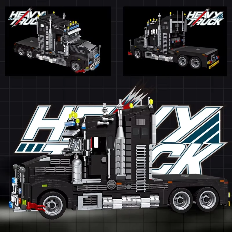1545pcs MOC Technical Black Heavy Truck Building Blocks Model Vehicle Bricks Toy Set for Boys Perfect Christmas Gift