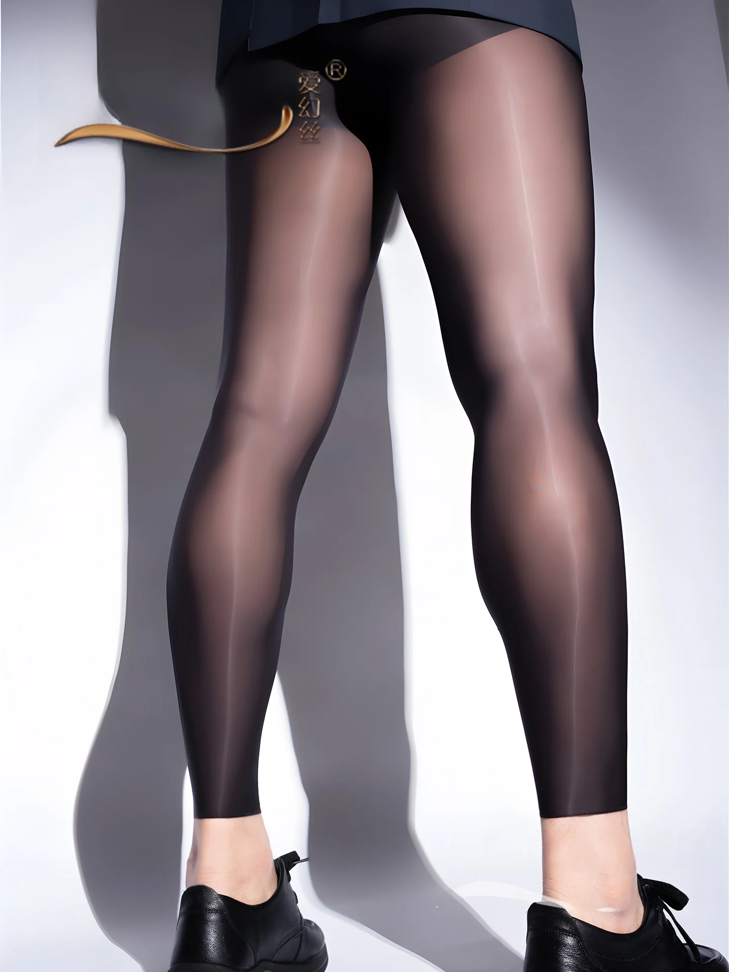 Ahuans 5D Herren dünne Seide glatt iny Basisschicht Hose transparent sexy schwarze Seide Unterwäsche Nylonstoff mittlere Taille neun Punkte