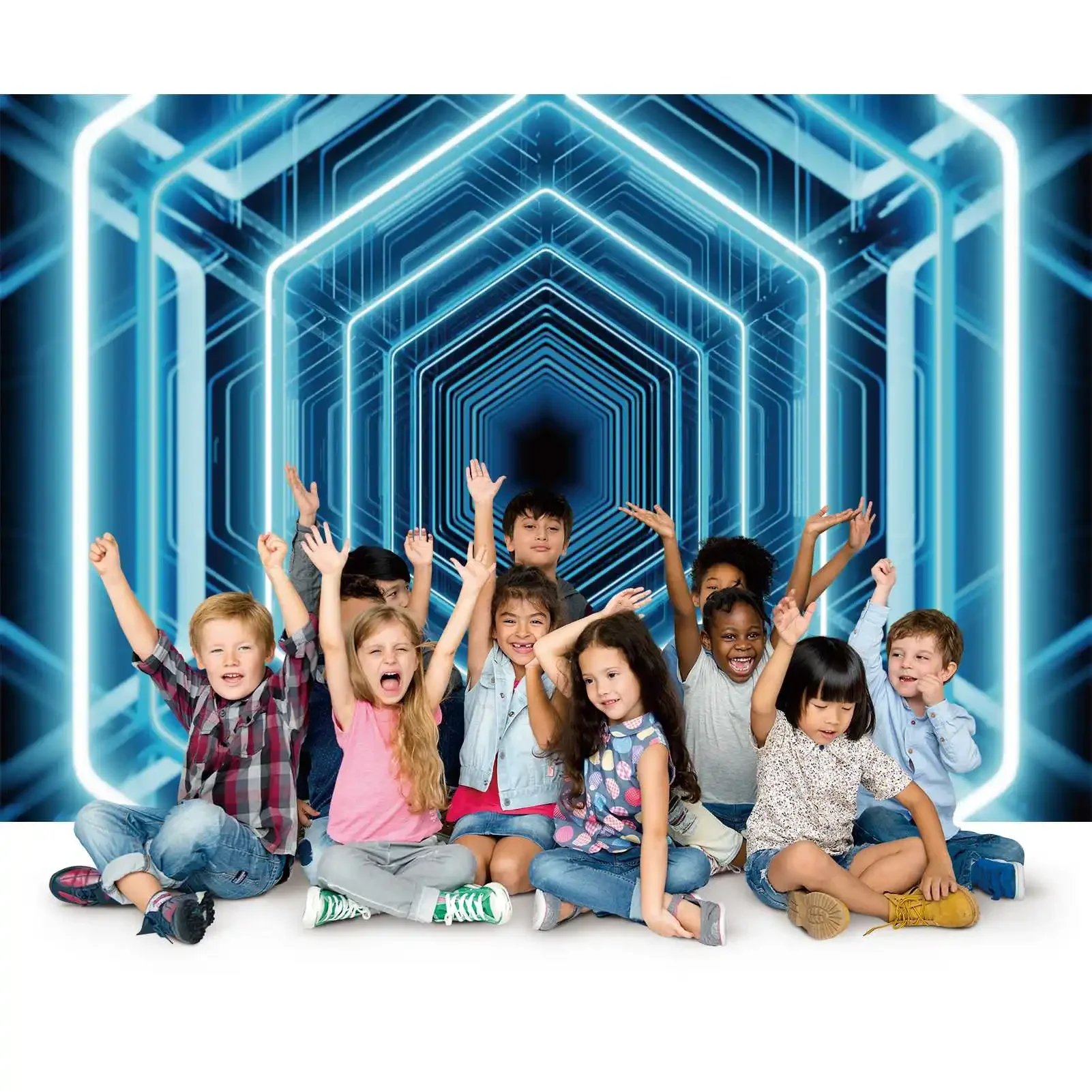 Bluey 3D kwiaty tła fotograficzne dekoracje dla dzieci Neon urodziny niestandardowe tła dla dzieci foto budka zdjęcia tła