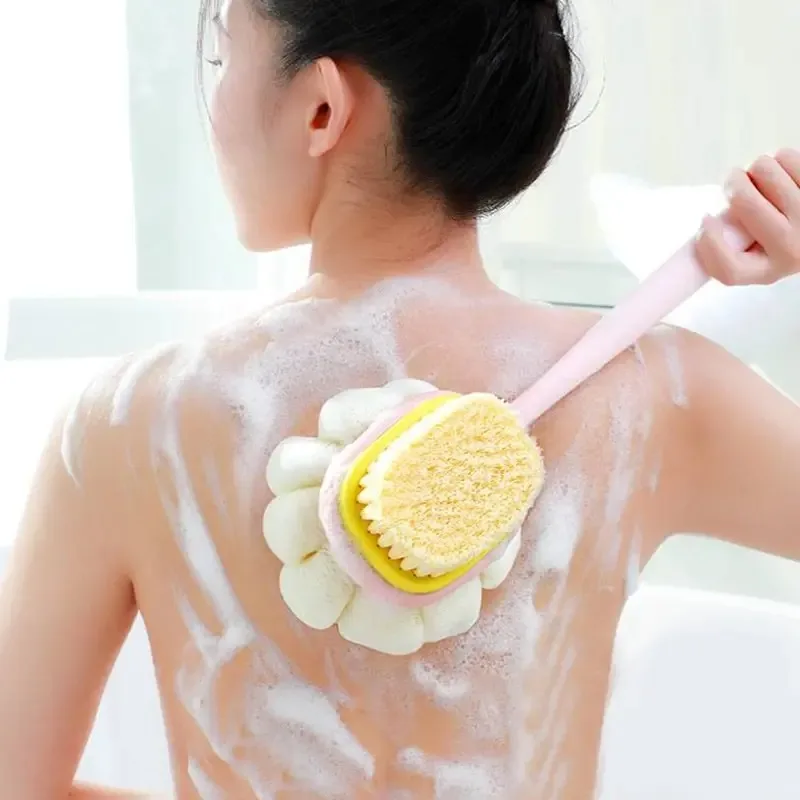 Bath Brush Back Body Bath Shower Sponge Scrubber Brushes With Handle Exfoliating Scrub Skin Massager Exfoliation Bathroom Brush