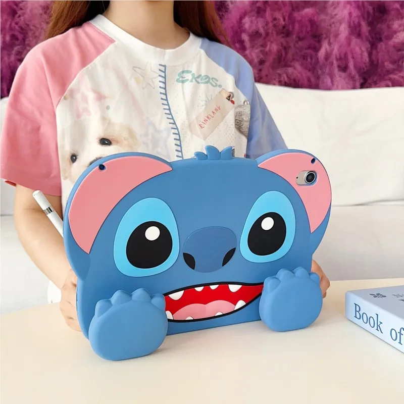 

For IPad 9 8 7th 10th Generation 10.9 Child Case For IPad Air 2 3 4 5 6 A16 3D Cartoon Stitch Silicone Tablet Protective Case