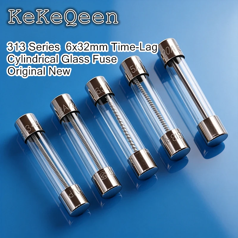 10PCS 6*32MM Slow Blow Glass Fuses Insurance Tube 6*32 313 FUSE 6x32mm T1A T2A T3A T5A T6.3A T8A T10A T15A T20A 250V 0313
