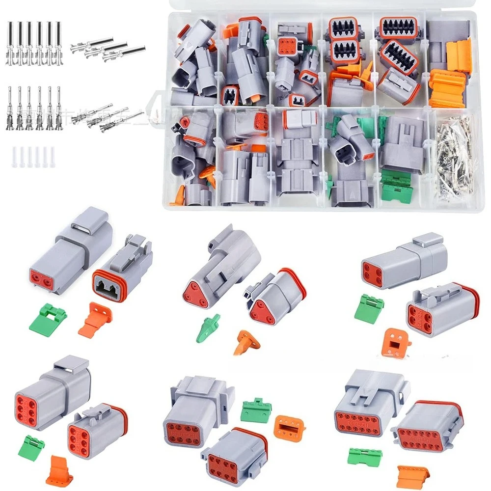 288PCS DT Series Waterproof Automotive Connectors Kit, 2-12 Pin Male Female Electrical Wire Connectors