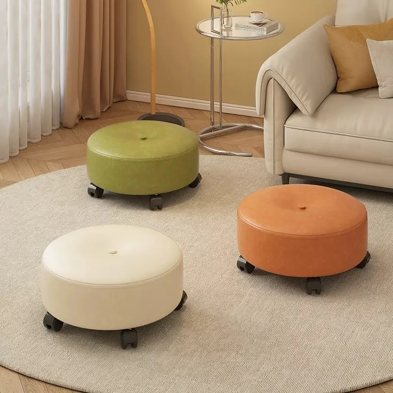 

Small Stool Household Shoe Changing Stool Universal Wheel Internet Celebrity Coffee Table Pulley Low Stool Living Room