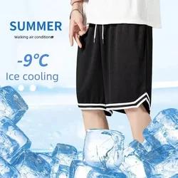 Streetwear Men's Basketball Shorts Loose Fit Summer Lightweight Sweatpants Trendy Ice Silk Quick Dry Casual Shorts Jogger M-5XL